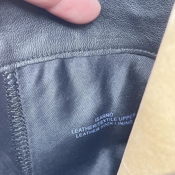 Issac Mizrahi Womens 6 Black Arno Leather Tall Boots Gold Exposed Zipper Flat - Picture 10 of 13